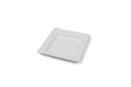 Compostable Square Bagasse Plate 15x15cm White