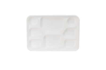 Compostable 8 compartment Bagasse Plate White