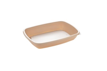 600ml Microwaveable PP Rectangular Tray Biege