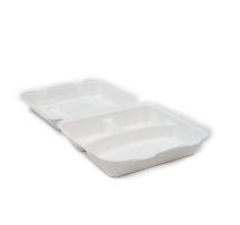 Compostable 3 compartments Hinged Bagasse Box 9x9 Inch