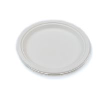 Compostable Round Bagasse Plate 9" White