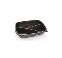 3 Compartment Small Microwaveable Tray Black