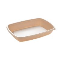 600ml Microwaveable PP Rectangular Tray Biege